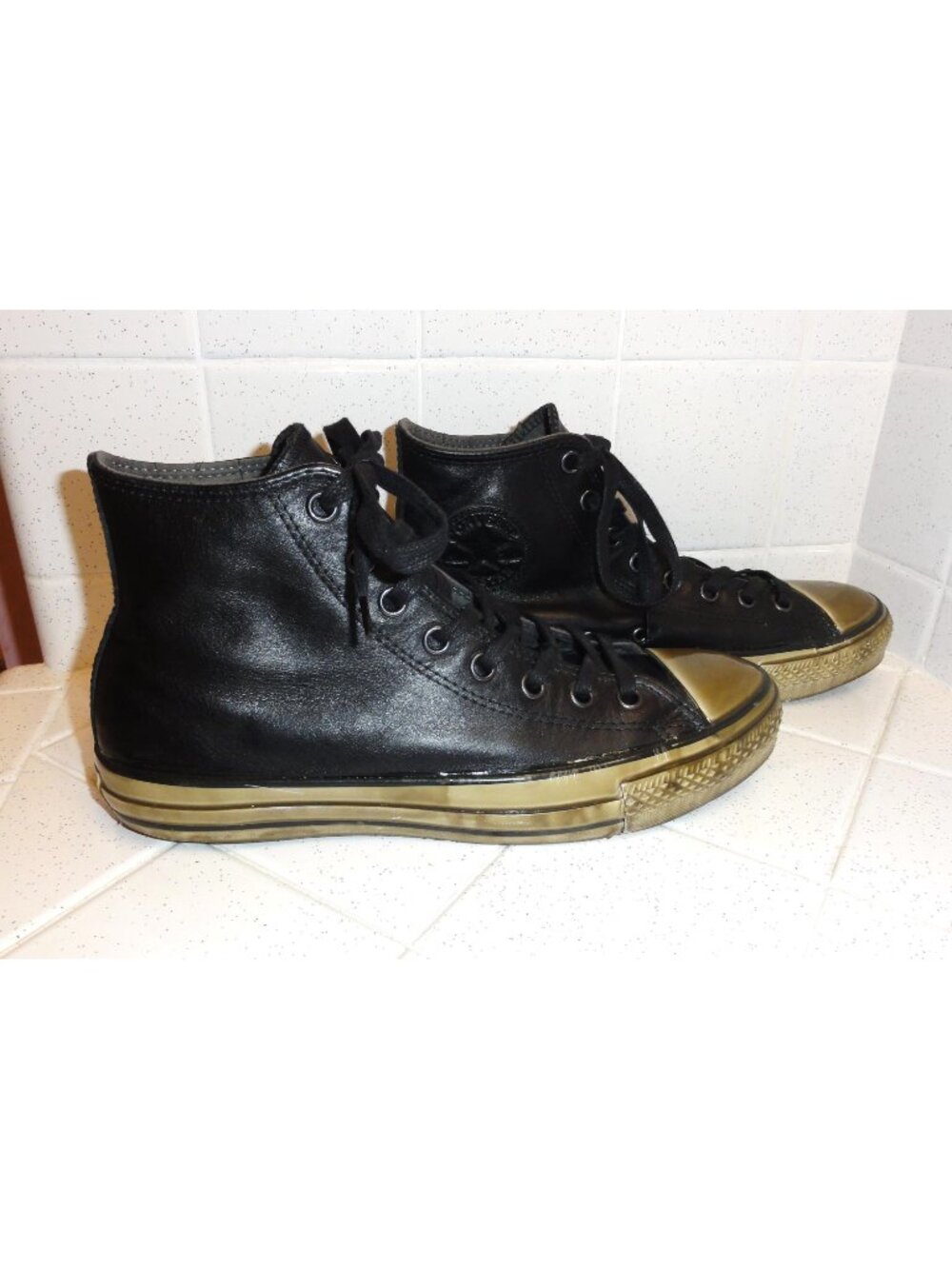 Black Leather Converse John Varvatos Dipped Outsole High Top Sneakers Men's 9